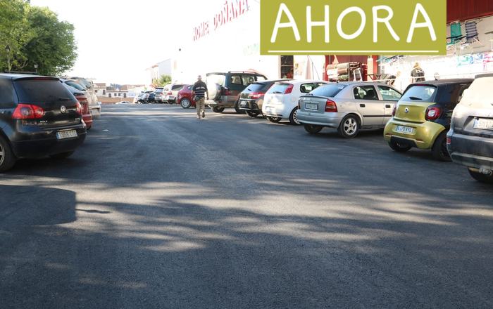 El entorno de la Plaza Fuente de las Damas cambia por completo con el nuevo asfaltado