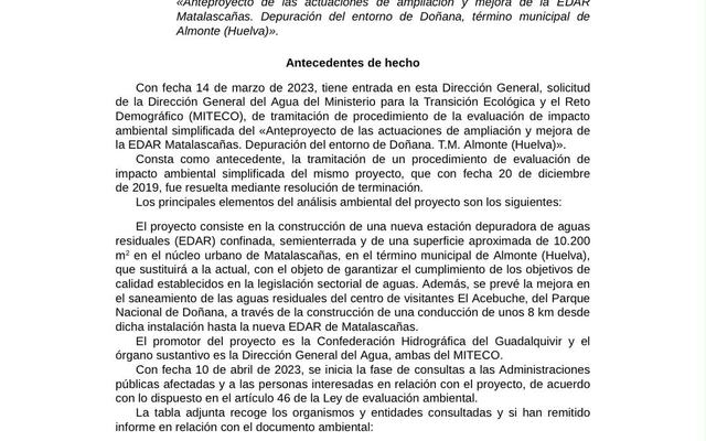Salud Pública cuestiona el proyecto de la nueva depuradora de Matalascañas junto a la playa por sus posibles efectos sobre la población
